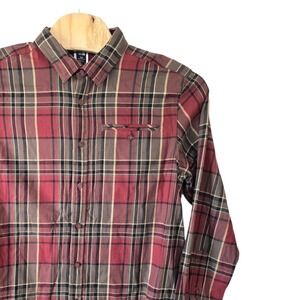 The North Face Mens Plaid Flannel Button Up Shirt XL Long Sleeve Red Brown